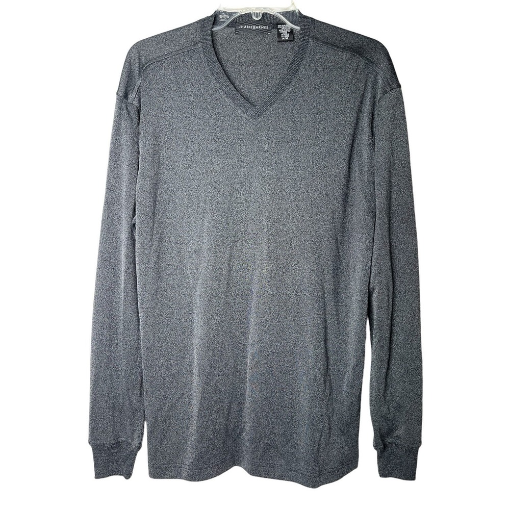 Jhane Barnes Gray Silk Blend Pullover Long Sleeve V Neck Men's Medium Top
